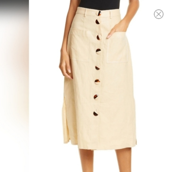 NICHOLAS 100% linen midi skirt - Picture 1 of 12